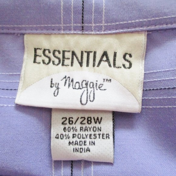 Essentials By Maggie Long Sleeve Blouse, Lavender Plaid, Roll Tabs, Size 26/28 - Picture 7 of 10